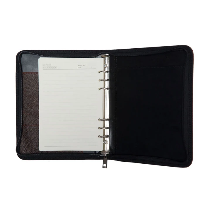 Leather Zipper Notebook Folder A5