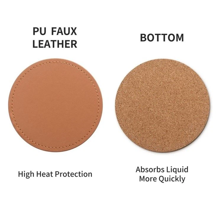 Cork Base Leather Coaster