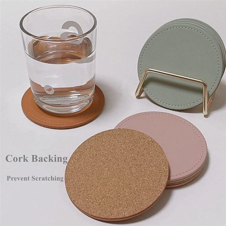 Cork Base Leather Coaster